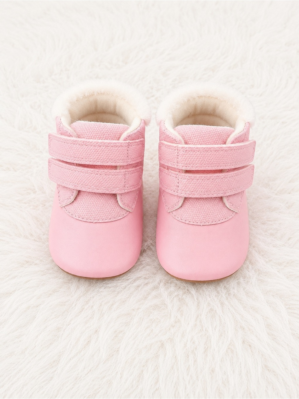 Carter's Pink Plush-Lined Baby Walker Boots with Double Velcro
